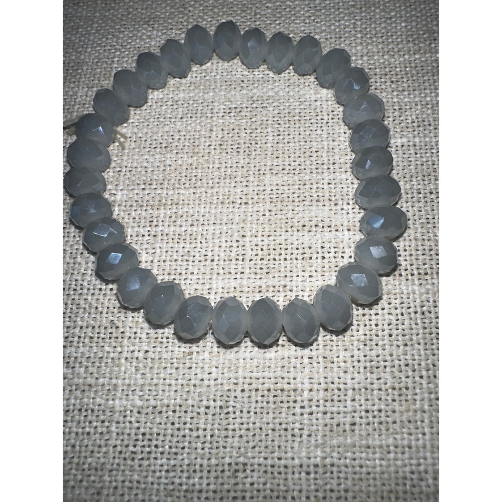Gray Beaded Stretch Bracelet | Stacking Jewelry